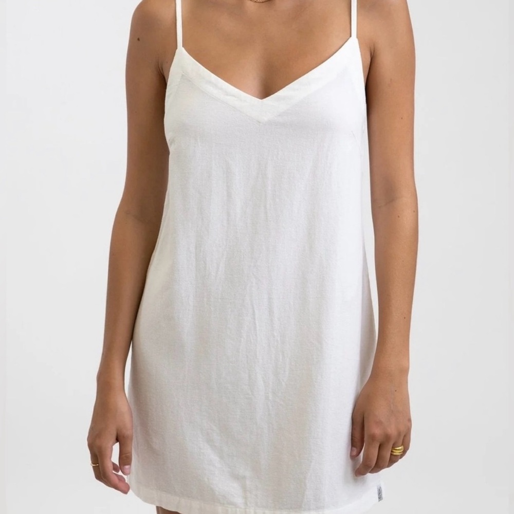 Rhythm Minidress White V-Neck Spaghetti Straps Cotton/Rayon size XS